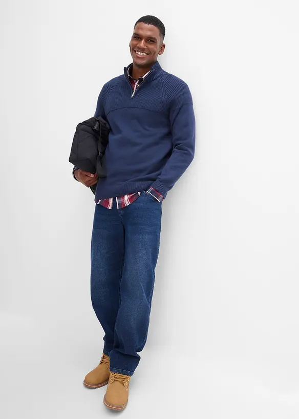 Maglione con collo alto e zip, regular fit, bonprix