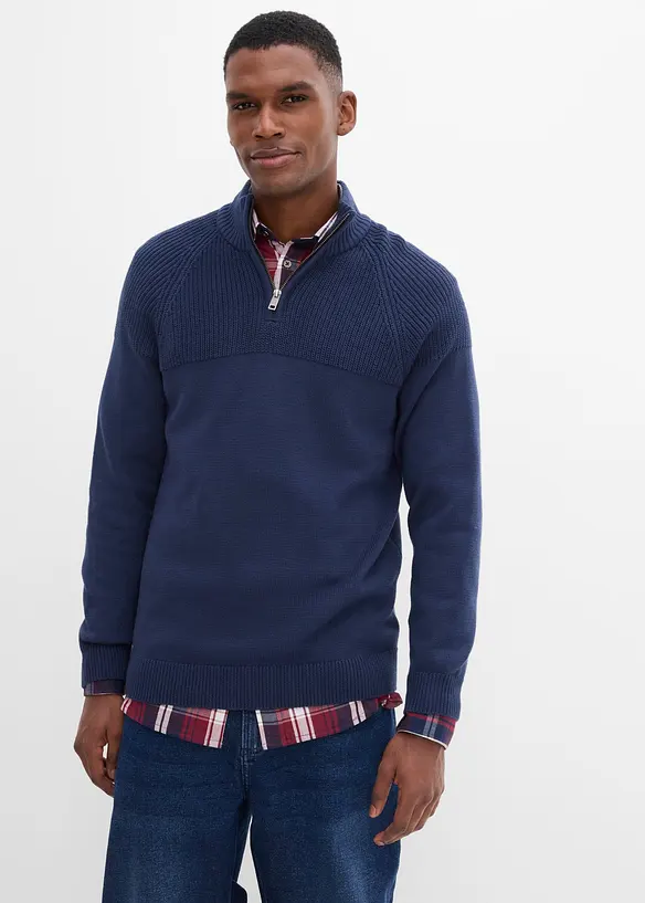 Maglione con collo alto e zip, regular fit, bonprix