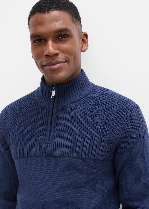 Maglione con collo alto e zip, regular fit, bonprix