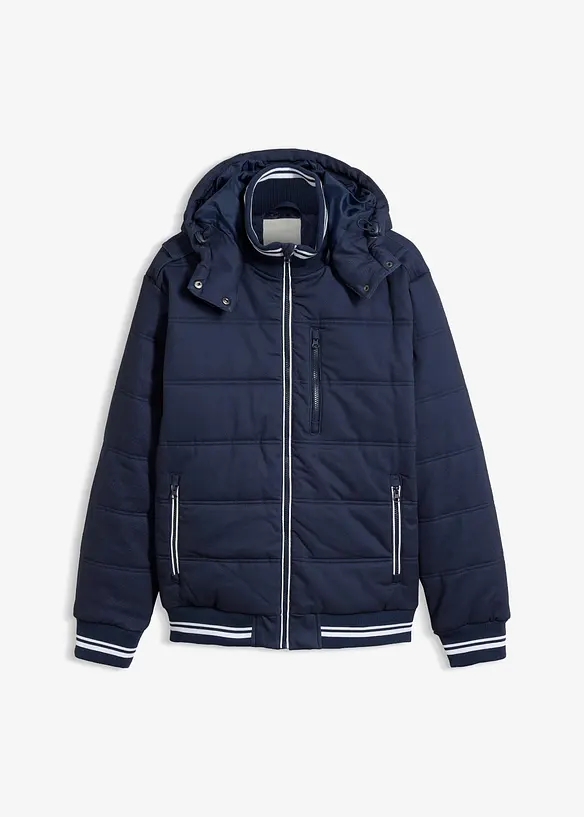 Giacca trapuntata stile bomber con cappuccio staccabile, bonprix