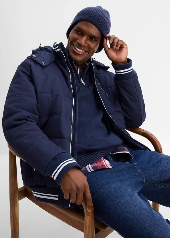 Giacca trapuntata stile bomber con cappuccio staccabile, bonprix