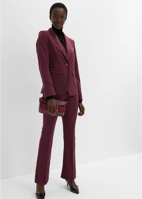 Tailleur giacca e pantaloni con inserto in satin, bonprix