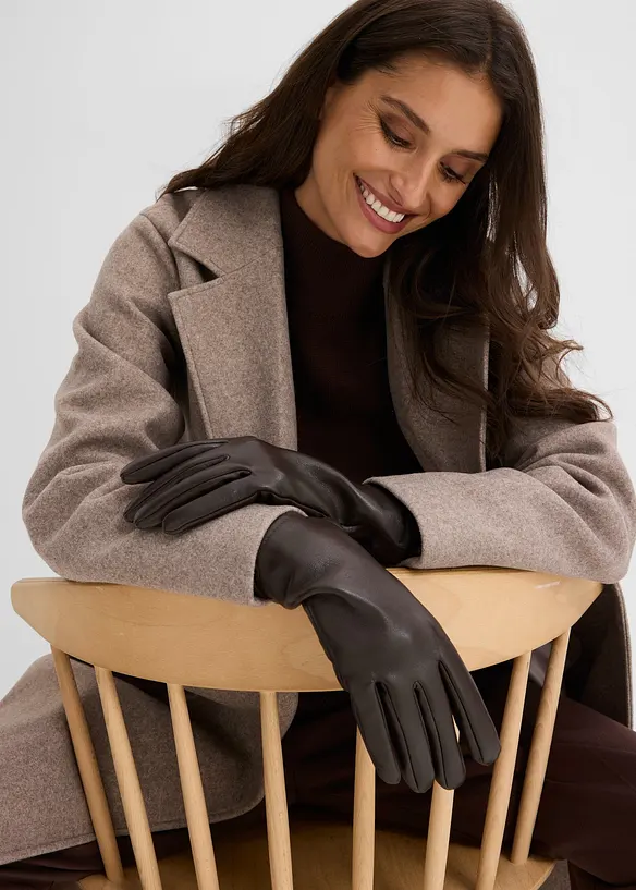 Guanti rivestiti effetto pelle, bonprix