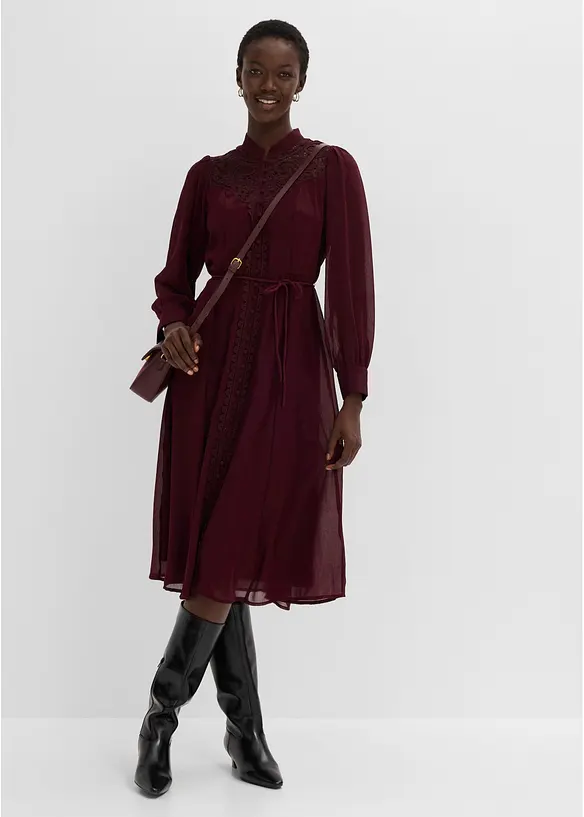 Abito in chiffon con dettagli in pizzo, bonprix