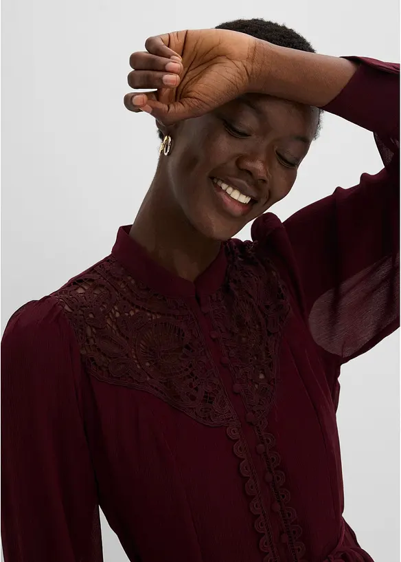 Abito in chiffon con dettagli in pizzo, bonprix