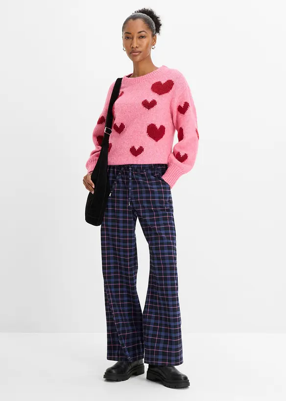 Pantaloni effetto lana con elastico in vita, bonprix