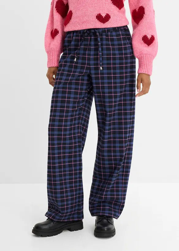 Pantaloni effetto lana con elastico in vita, bonprix