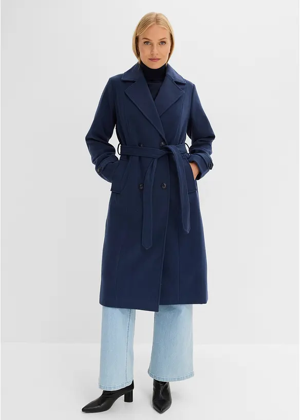 Trench invernale in simil lana, bonprix