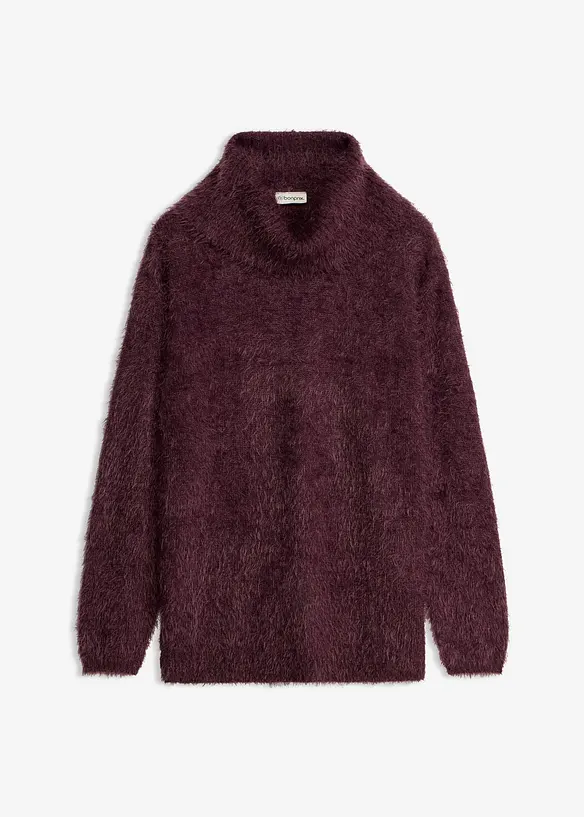 Maglione a collo alto in morbido filato effetto piume, bonprix