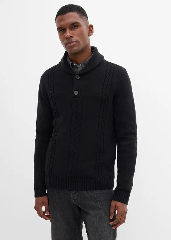 Maglione in filato grosso con collo a scialle, bonprix