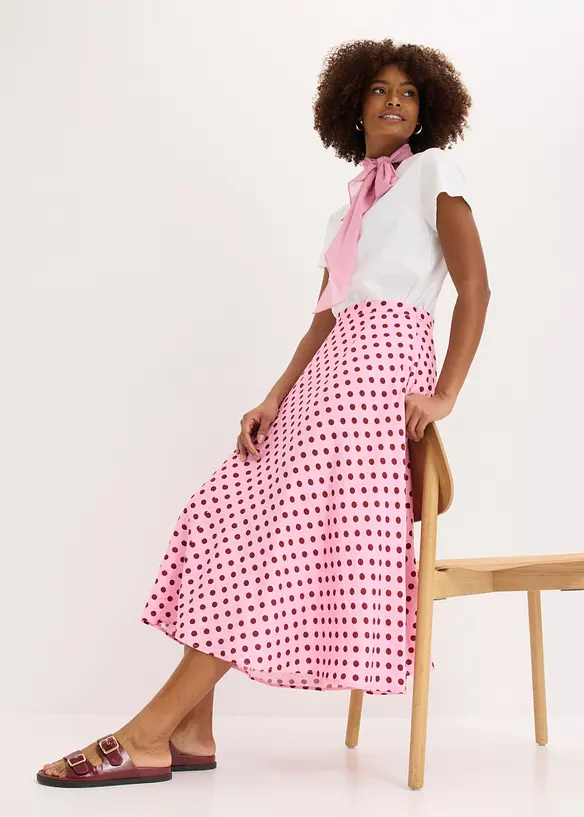 Gonna midi in misto viscosa fluido, bonprix