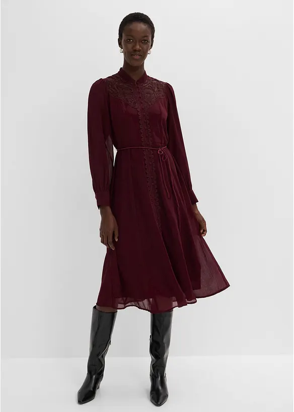 Abito in chiffon con dettagli in pizzo, bonprix