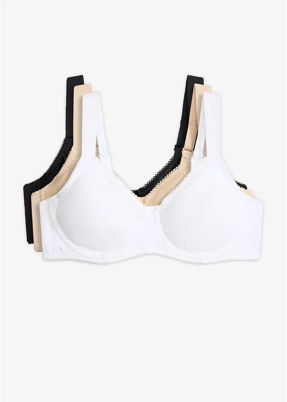Reggiseno t-shirt minimizer con spalline imbottite (pacco da 3), bonprix
