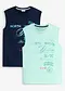 Blu scuro + menta chiaro con stampa