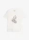 Bianco panna / marrone scuro con stampa