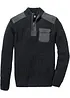 Maglione in filato grosso con zip e applicazioni in tessuto, bonprix