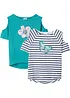 T-shirt con cut-out sulle spalle e cotone biologico (pacco da 2), bonprix
