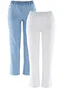 Jeans straight con cinta comoda, vita media (pacco da 2), bonprix