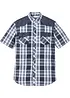 Camicia a maniche corte con inserto in denim, bonprix
