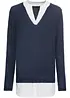 Maglione in filato fine con inserti effetto camicia, bonprix