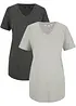 T-shirt lunga con scollo a V (pacco da 2), bonprix