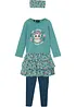 Maglia a maniche lunghe, gonna, leggings, fascia per capelli (set 4 pezzi), bonprix