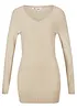 Maglione lungo basic in filato fine con scollo a V, bonprix
