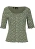 Maglia a costine a mezze maniche con stampa a fiori, bonprix