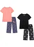 Pigiama pinocchietto in puro cotone (pacco da 2), bonprix