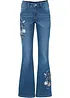 Jeans a zampa con ricami floreali, bonprix