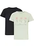 T-shirt basic con stampa (pacco da 2), bonprix