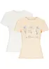 T-shirt basic con stampa (pacco da 2), bonprix