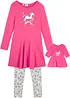 Abito di jersey, leggings, abito per bambola (set 3 pezzi), bonprix