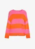Maglione con scollo rotondo in maglia fine color block, bonprix