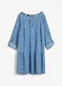 Tunica in denim a maniche lunghe con volant in cotone biologico, bonprix