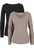 Maglia a maniche lunghe aderente (pacco da 2), bonprix