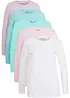 Maglia lunga con scollo rotondo e maniche lunghe  (pacco da 5), bonprix