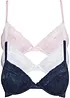 Reggiseno push-up con pizzo fine (pacco da 3), bonprix