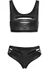 Reggiseno bustier e slip ouvert in look bagnato (set 2 pezzi), bonprix