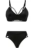 Reggiseno bustier e perizoma ouvert in look bagnato (set 2 pezzi), bonprix