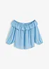 Blusa con spalle scoperte in poliestere riciclato, bonprix