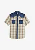 Camicia a maniche corte con inserto denim, bonprix
