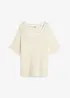 Maglione oversize traforato in misto lino a mezza manica, bonprix