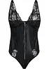 Body con perizoma ouvert, look bagnato e cerniera, bonprix