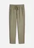 Pantaloni in misto lino con pizzo ai lati, alla caviglia, bonprix
