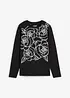 Maglia a maniche lunghe con rose stampate, bonprix