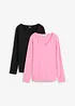 Maglia a maniche lunghe aderente (pacco da 2), bonprix