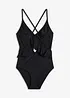 Costume intero con cut-out e volant, bonprix