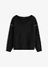 Maglione in filato grosso morbido con cuciture ricamate a contrasto, bonprix