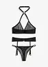 Bralette + perizoma + reggicalze (set 3 pezzi), bonprix